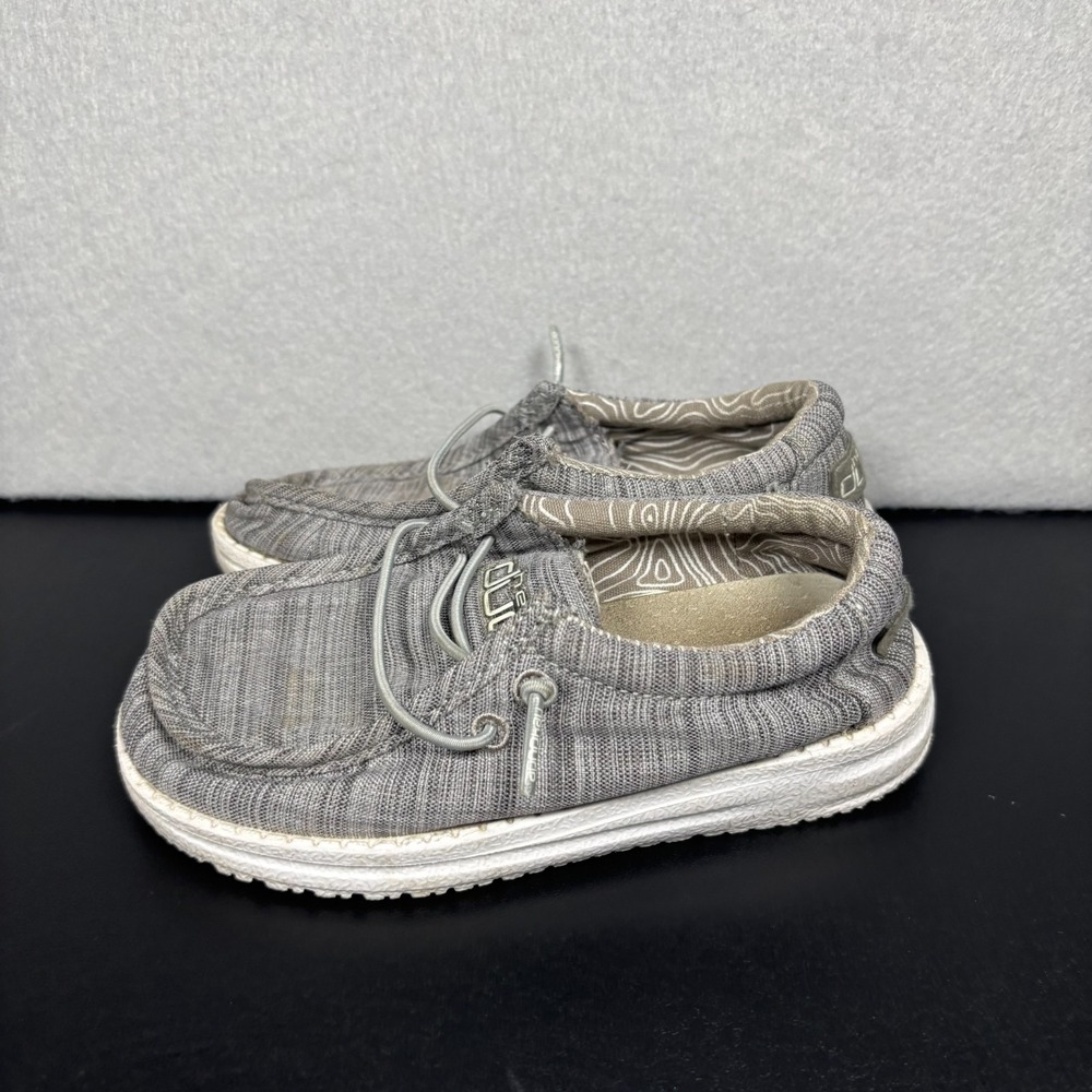 Hey Dude Wally Toddler Slip On Shoes Linen Stone Gray Kids Size K9 Sneakers